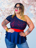 One shoulder lace lycra top