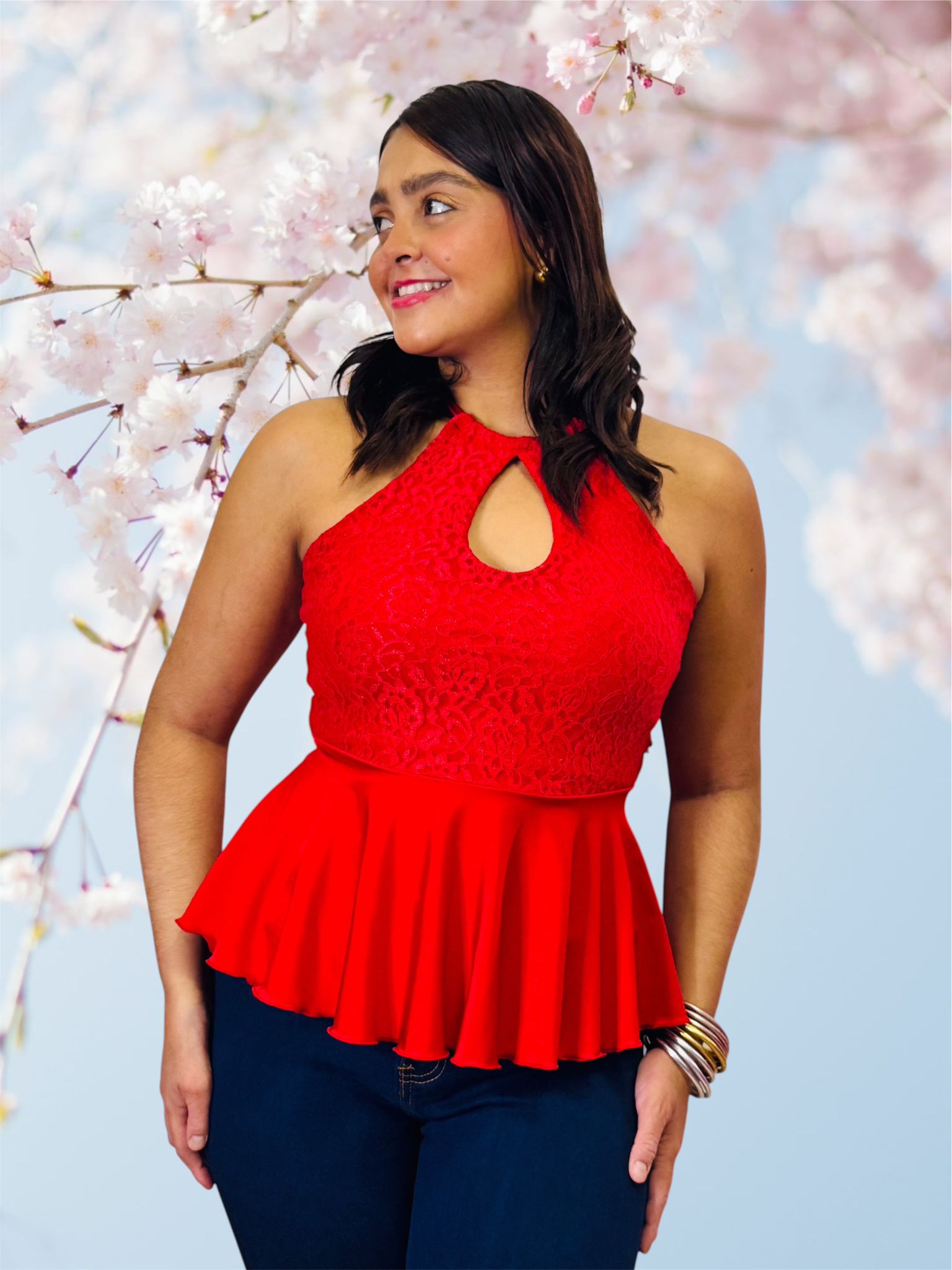 Ruffle red lycra top