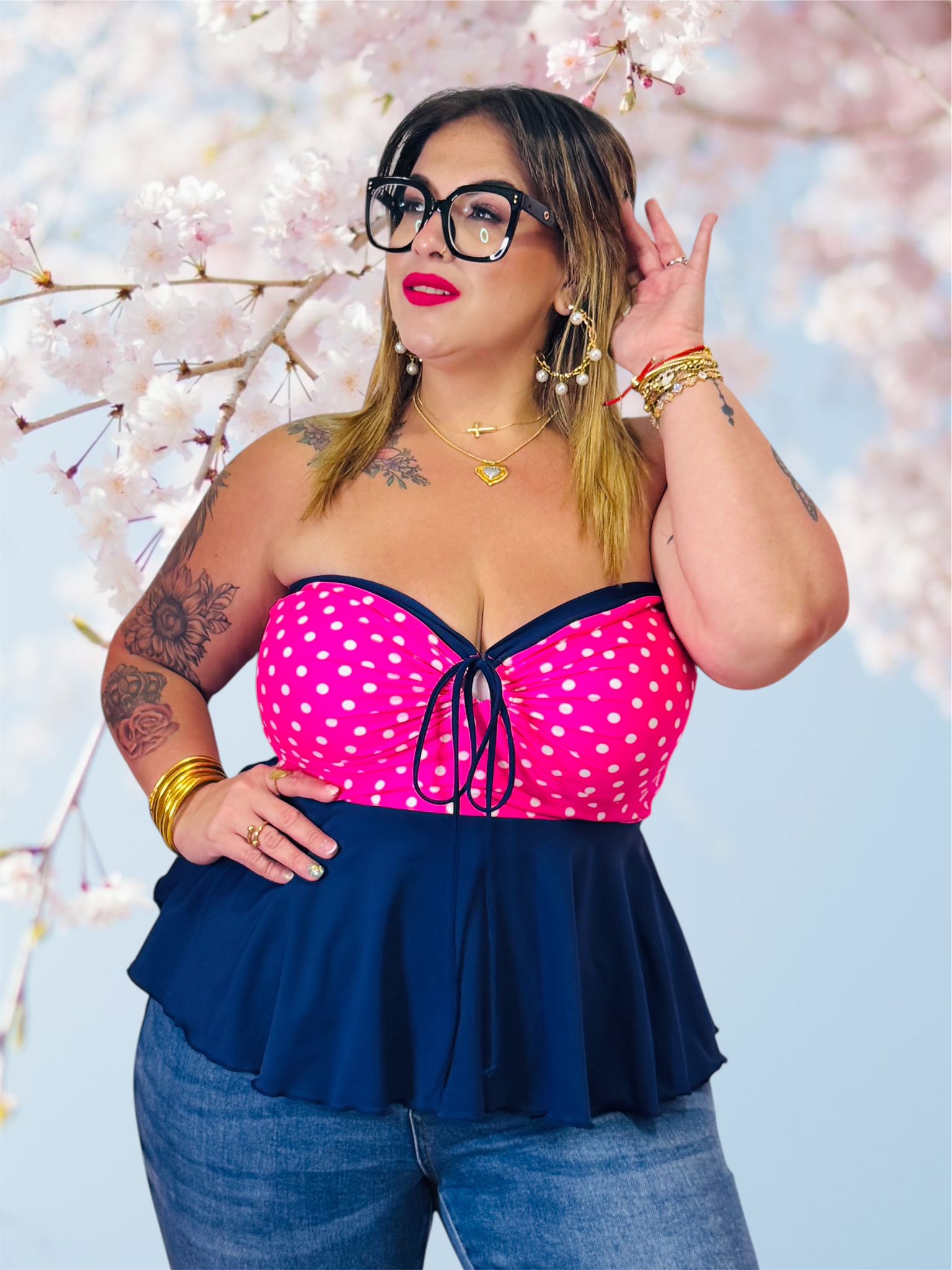 Fushia detail strapless lycra top
