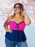 Fushia detail strapless lycra top