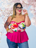 Flowers strapless lycra top