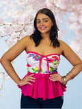 Flowers strapless lycra top